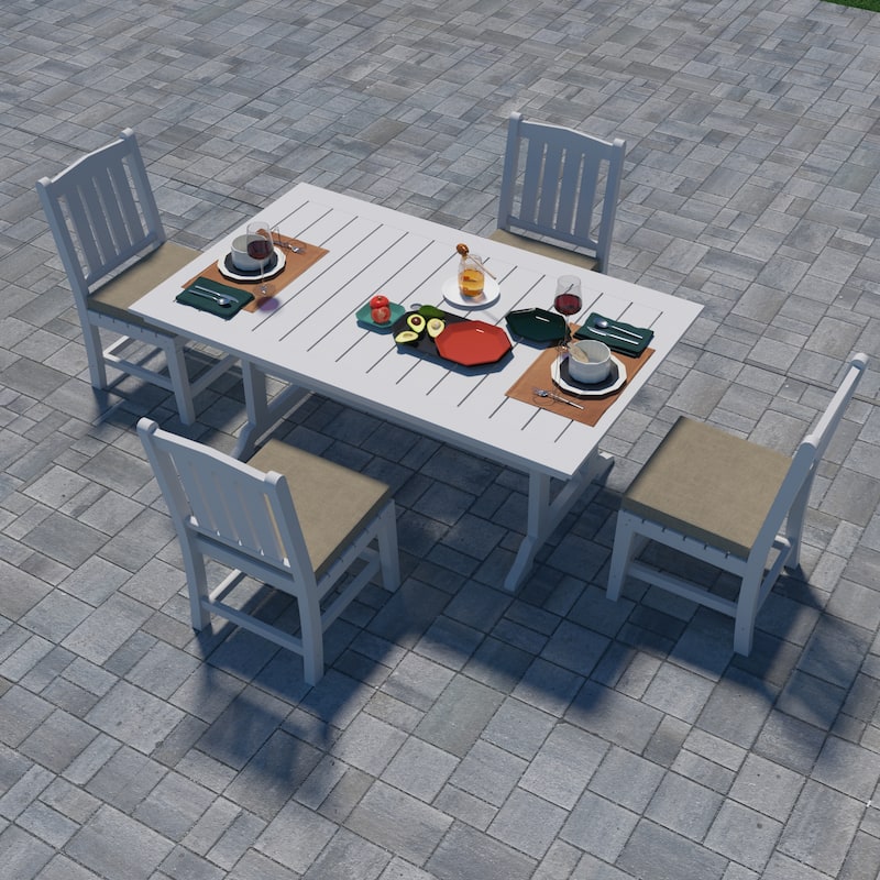 Recycled Plastic Armless Outdoor Patio Dining Chairs (Set of 2) - N/A