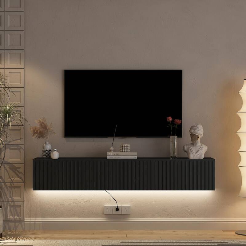 69" Modern TV Stand, Stylish Floating TV Cabinet Entertainment Center for 55-70 Inch TVs