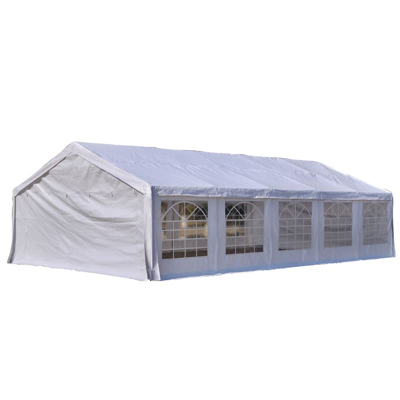 Outsunny Large White Outdoor Canopy Tent w/ Removable Protective Sidewalls