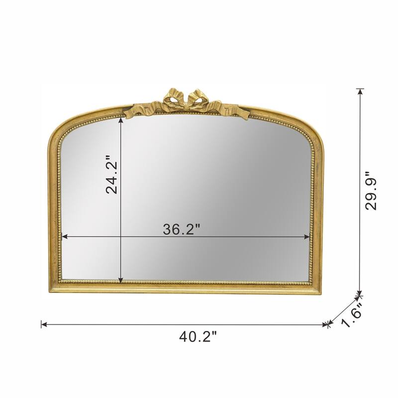 40.2" x 29.9" Baroque Style Gold Arch Mirror