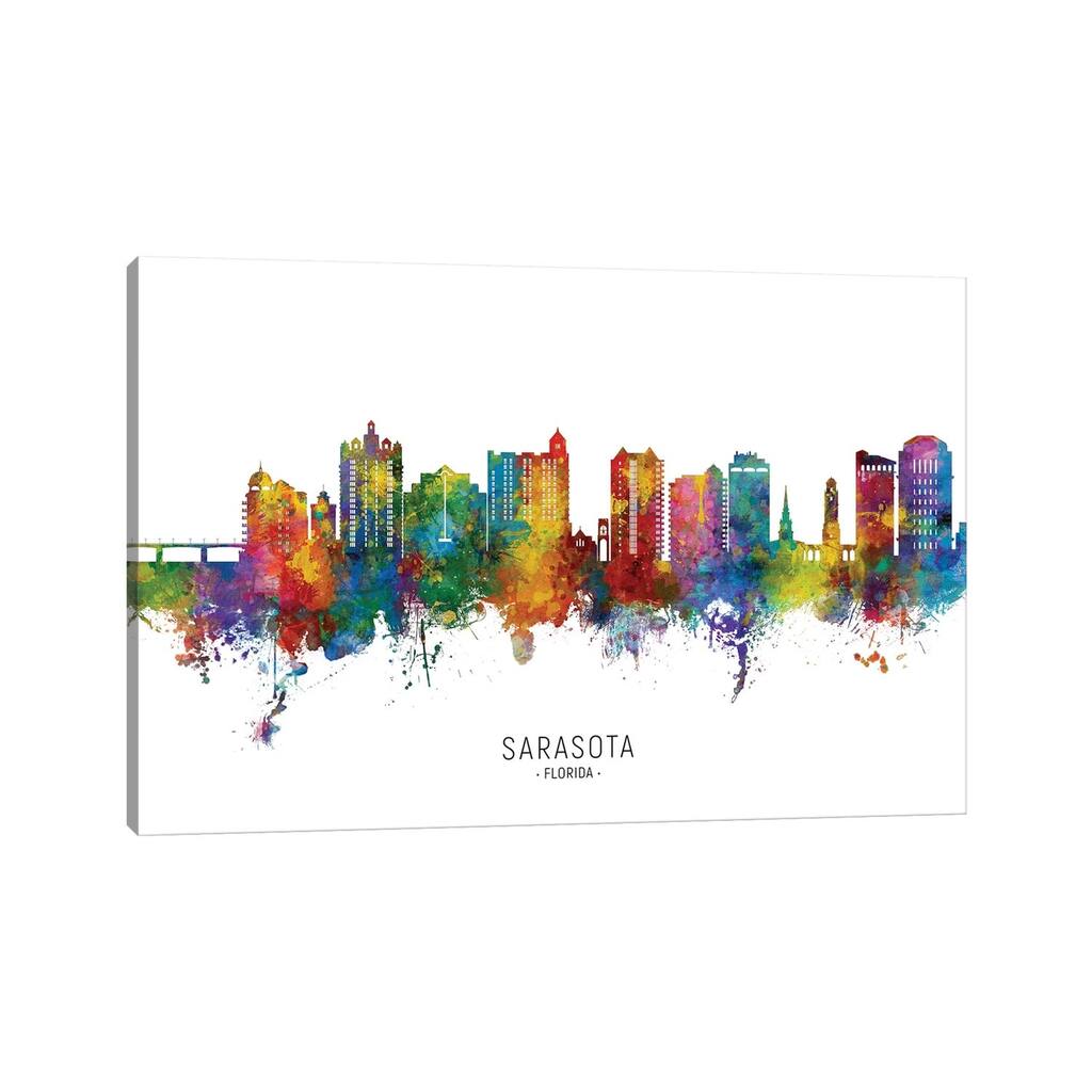 iCanvas "Sarasota Florida Skyline City Name" by Michael Tompsett Canvas Print