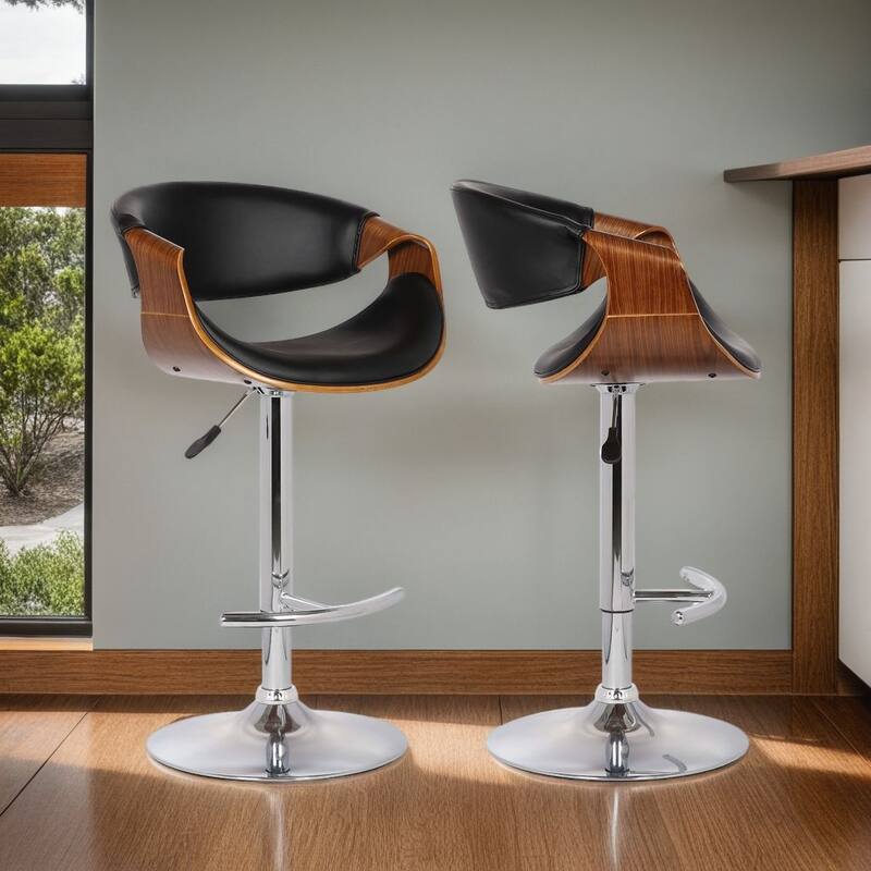 Butterfly 24" Adjustable Swivel Bar Stool - Black