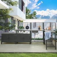 DOMI Home Bar Unit,Wicker Outdoor Bar Table With Aluminum Frame,Grill