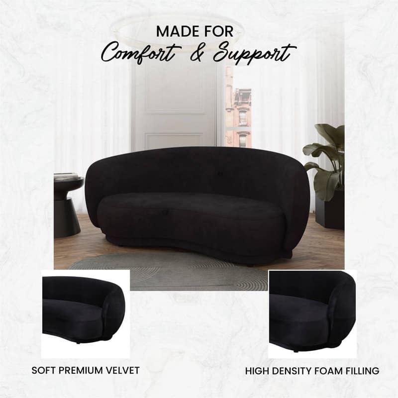 Faze 3 Seater Velvet Upholstered Solid Wood Frame Sofa with Plush Foam Cushions, No Assembly for Living Room, Home Office, Bed