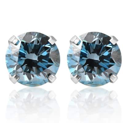 1 1/10Ct Blue Diamond Studs in White Gold Lab Grown