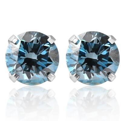 1 1/10Ct Blue Diamond Studs in White Gold Lab Grown