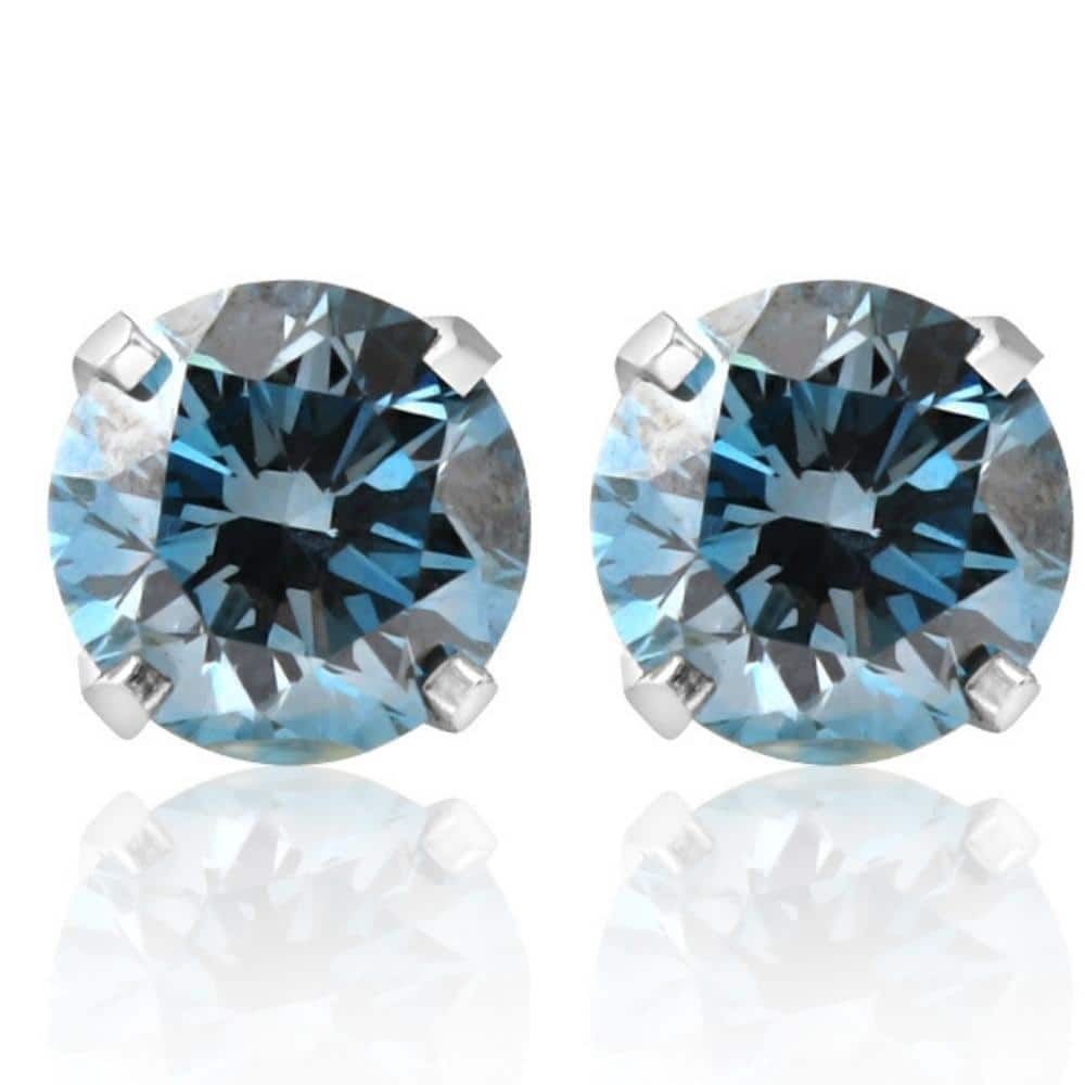 Bliss Diamond 1 1/10Ct Blue Diamond Studs in White Gold Lab Grown