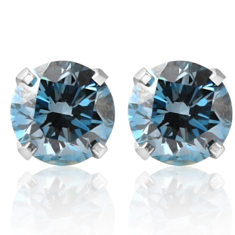 Bliss Diamond 1 1/10Ct Blue Diamond Studs in White Gold Lab Grown