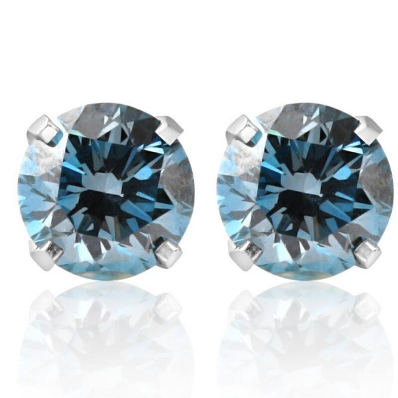 Bliss Diamond 1 1/10Ct Blue Diamond Studs in White Gold Lab Grown - White
