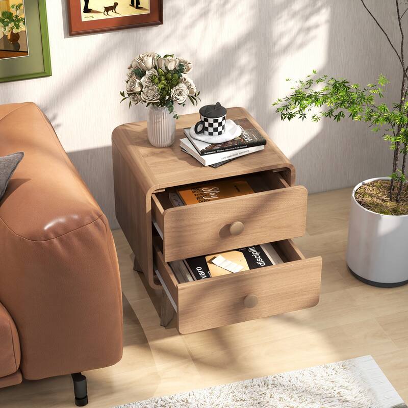 Costway 1/2 PCS Modern Style 2-Drawer Nightstand Bedside Table with