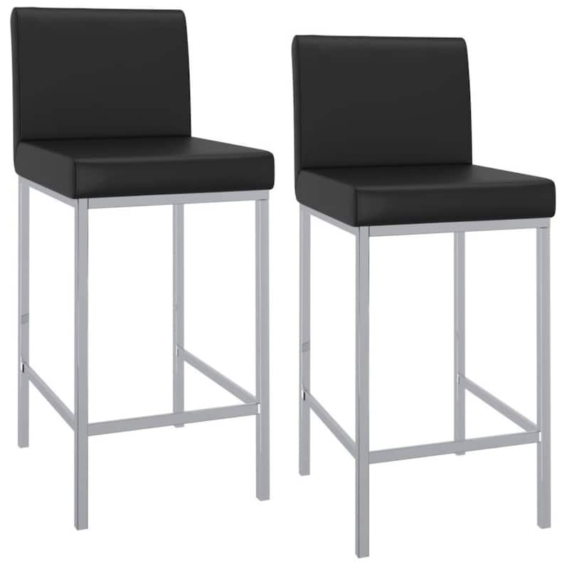Low Back Counter Stool - 37.5" - Set of 2 - Black and Chrome