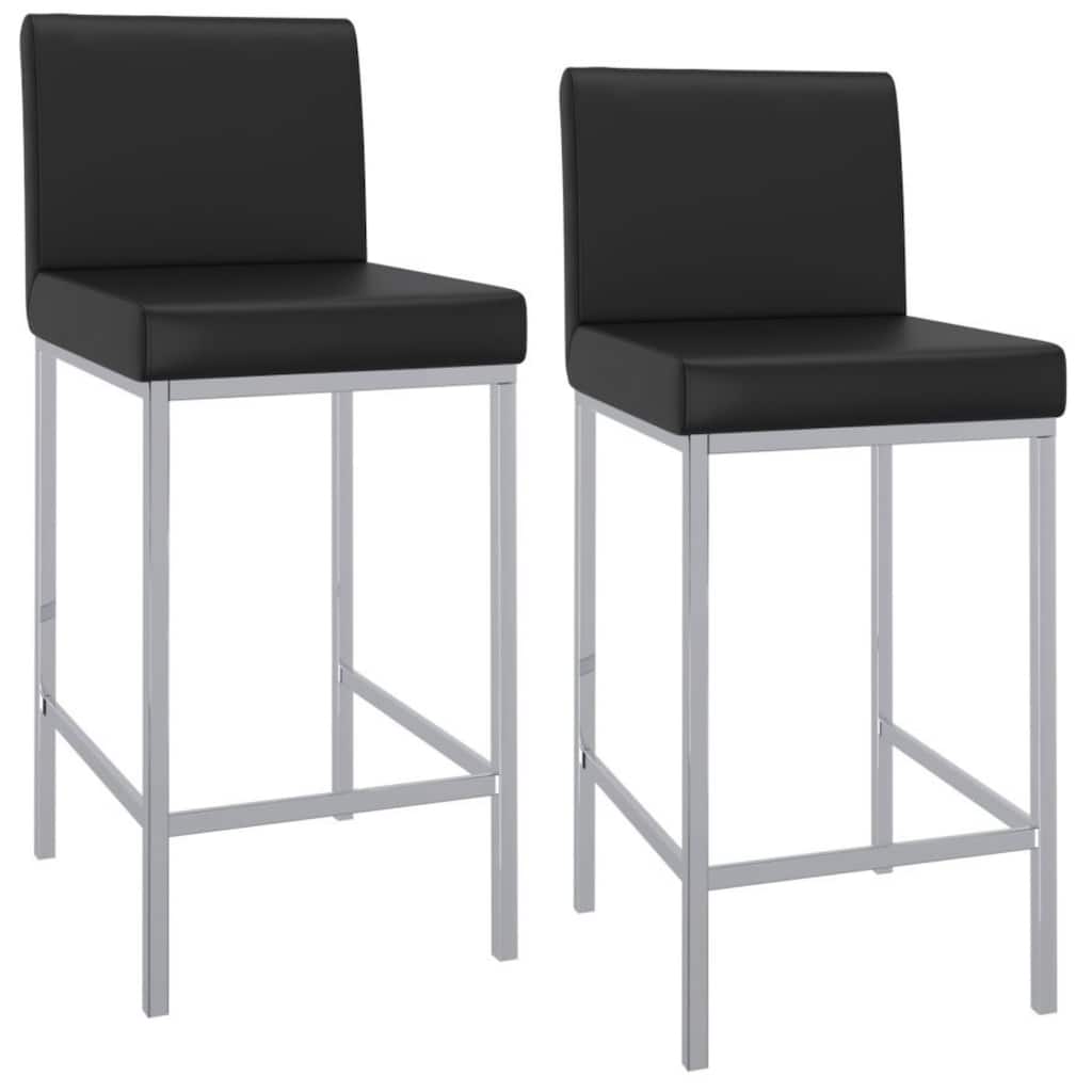 Low Back Counter Stool - 37.5" - Set of 2 - Black and Chrome