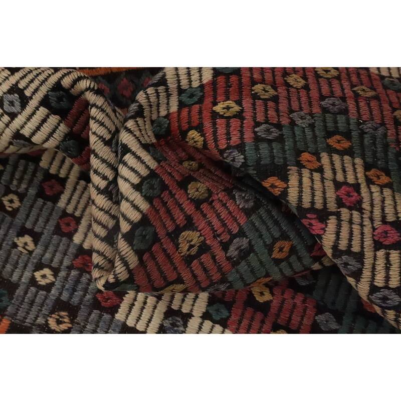 Hand Woven Oriental 100% Wool Carpet Southwestern Tribal Multi-Colored Kilim Area Rug - 8' 10'' X 5' 11''