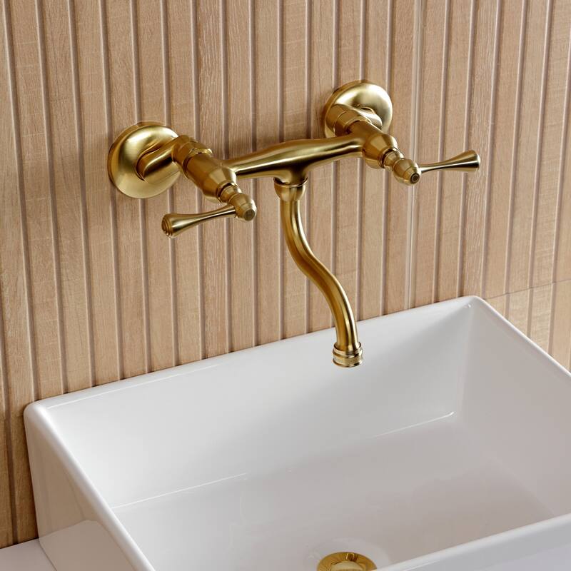 Kingston Brass Kingston Two-Handle 2-Hole Wall Mount Bathroom Faucet