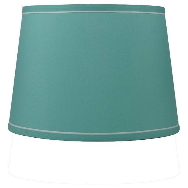 French Drum With White Trim Lampshade, 12" Top, 14" Bottom, 10" Slant - Teal