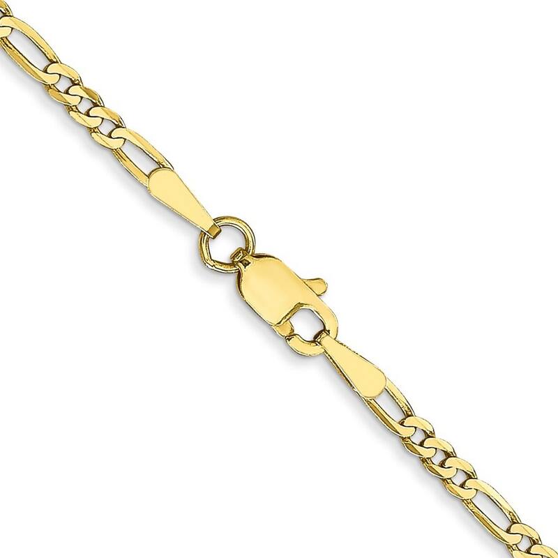 Curata 10k Yellow Gold Solid Concave Polished 2.2mm Figaro LINK Chain Bracelet