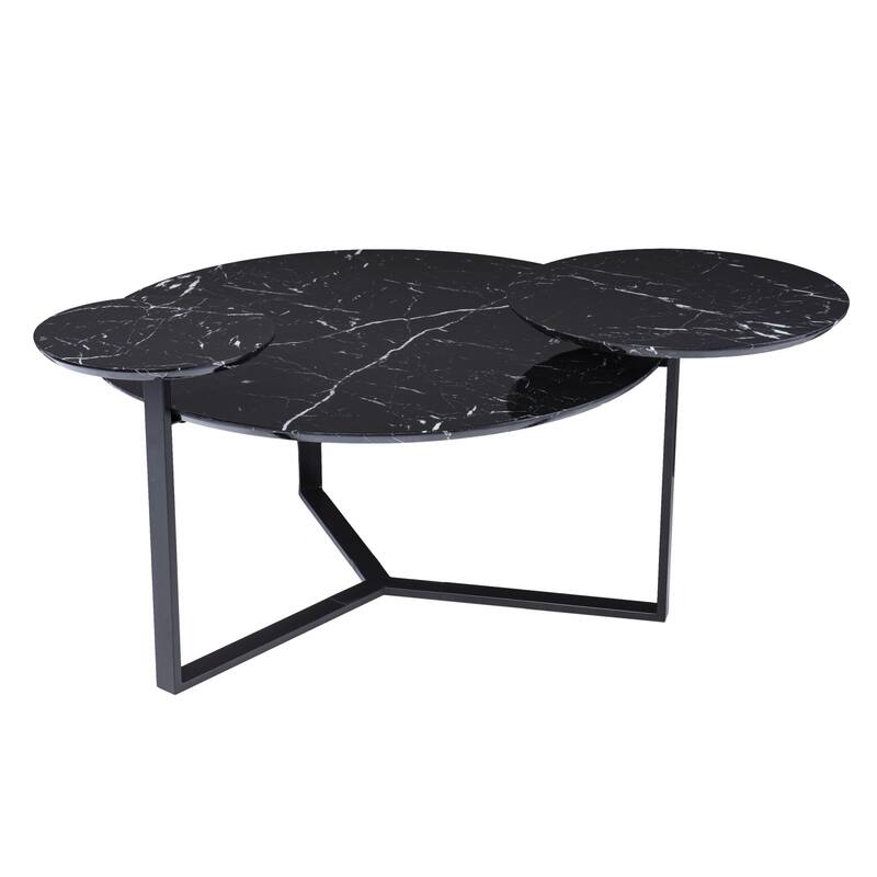 43" Black Solid Manufactured Wood And Metal Free Form Coffee Table - 20.25" H x 43" W x 33" D