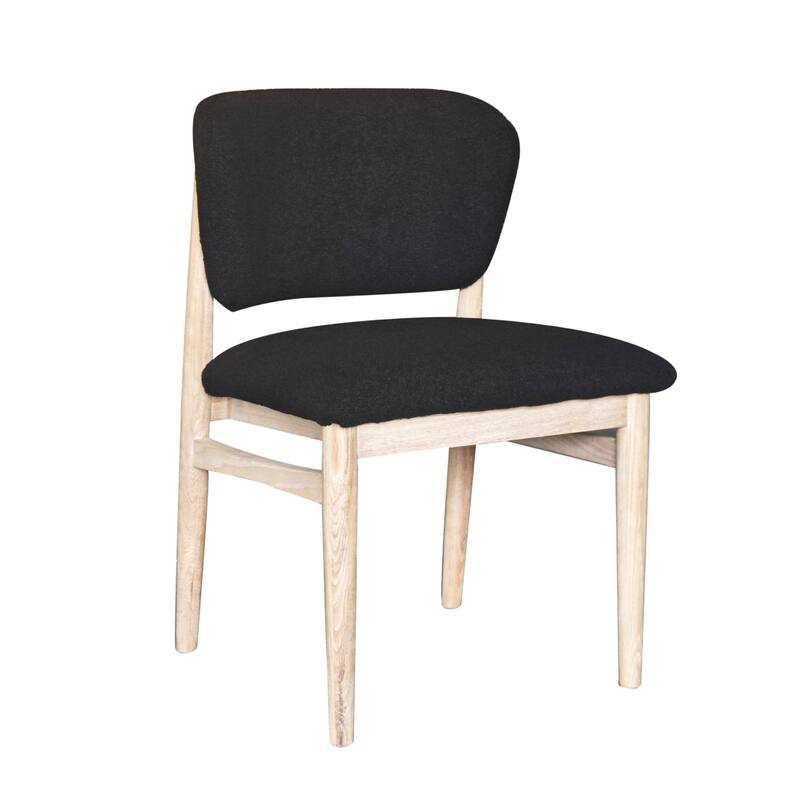 Fela Dining Chair Set of 2, Black Seat and Back, Natural Brown Wood