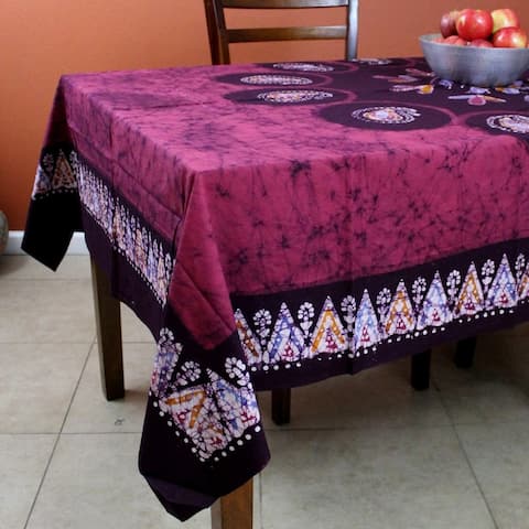 Incredible Batik Floral Paisley Cotton Tablecloth Rectangle