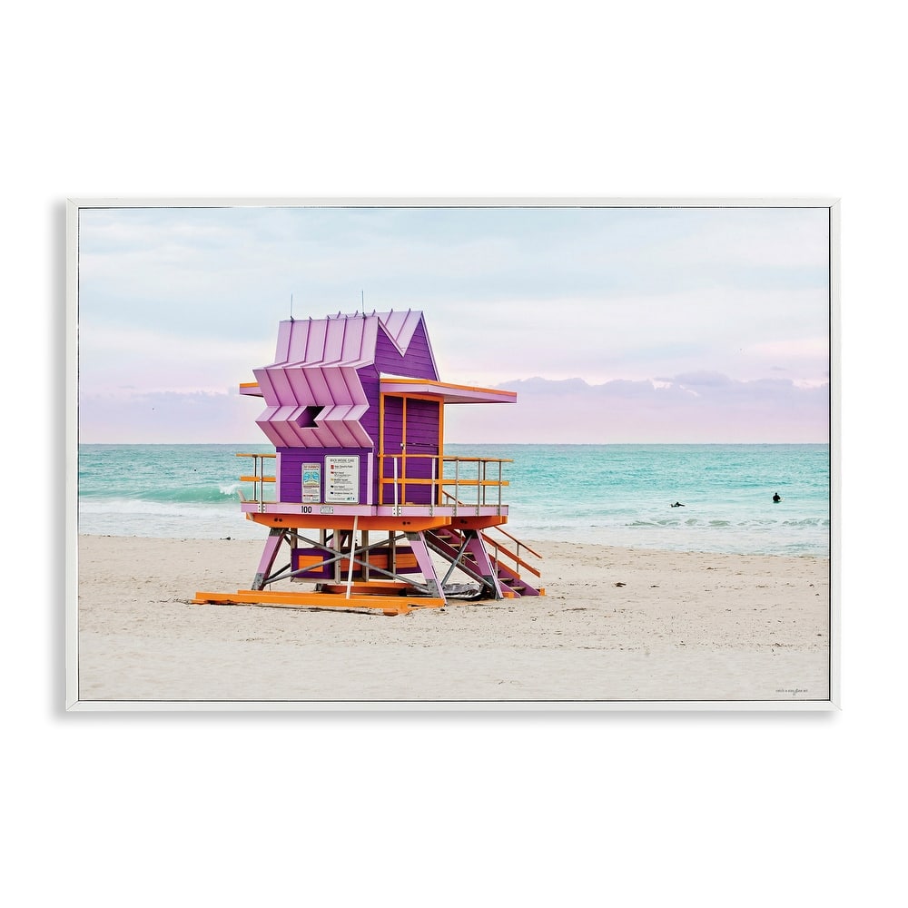 Stupell Purple Lifeguard Building Framed Giclee Art Design By Seven Trees Design