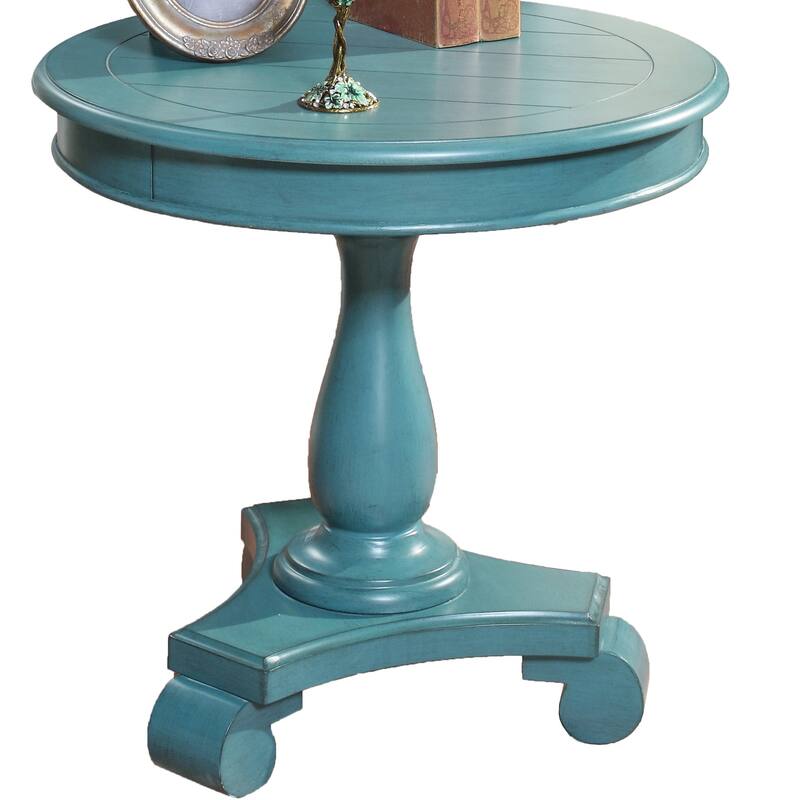 Transitional Round Wood Pedestal Side Table, Perfect for Living Room