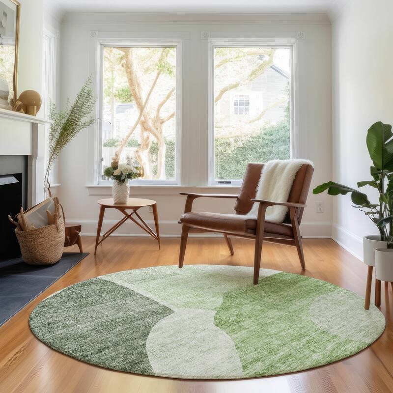 Premium Washable Super Soft Contemporary Geometric Mayfield Rug - Aloe - 8' x 8' - Round