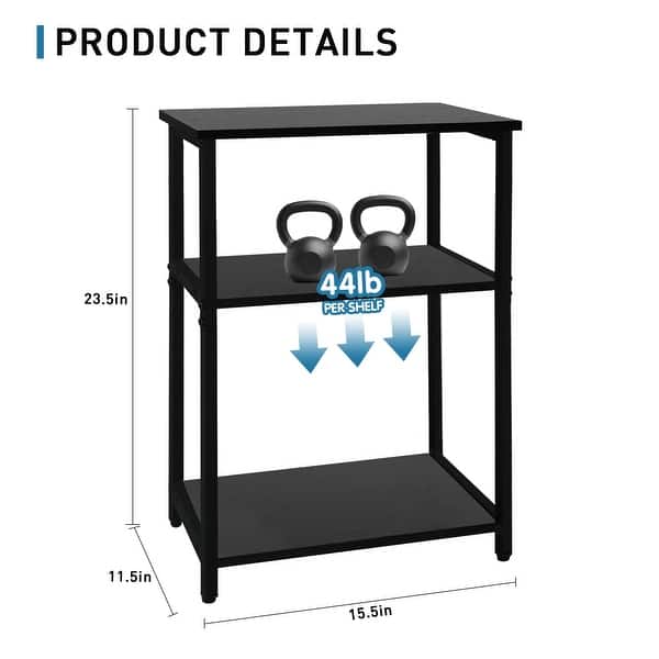Black End Tables Set of 2,Side Table with Storage Shelf, Small Bedside ...