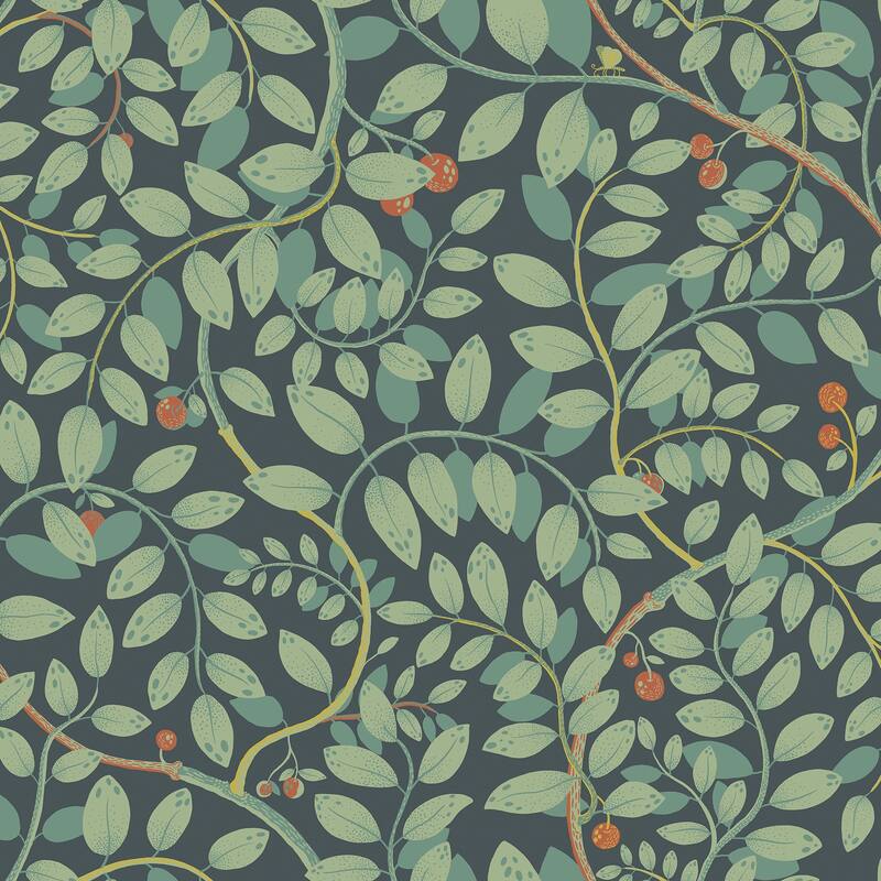 A-Street Prints Kirke Turquoise Leafy Vines Wallpaper