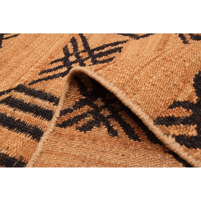 ECARPETGALLERY Flat-Weave Palas Denizli Light Brown Jute Kilim - 4'3 x 5'11