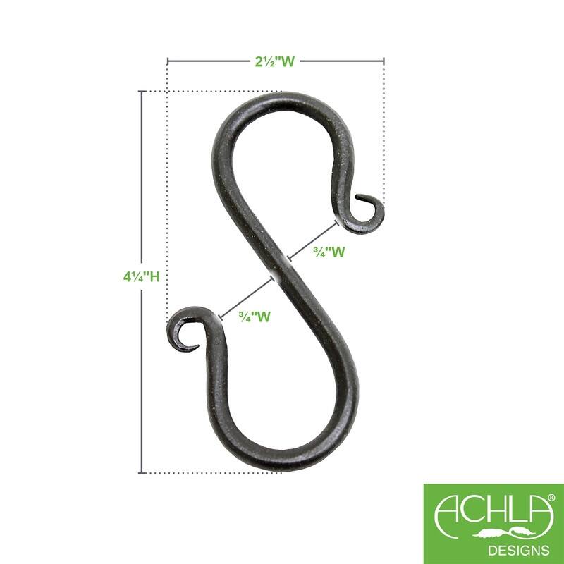 Achla Designs Set of 3 Decorative Mini S-Hooks, 3.5 Inch Tall, Black Powder Coat Finish