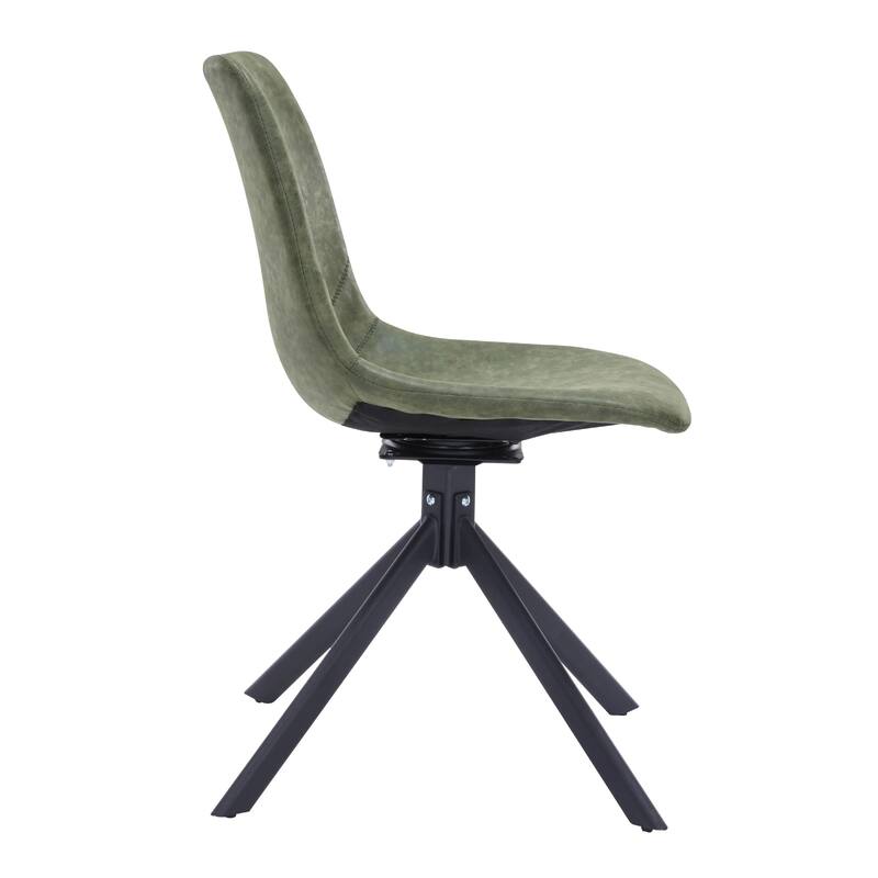 Markley Leather Dining Chair 360 Degree Swivel with Iron legs Modern Accent Side Chair Set of 2