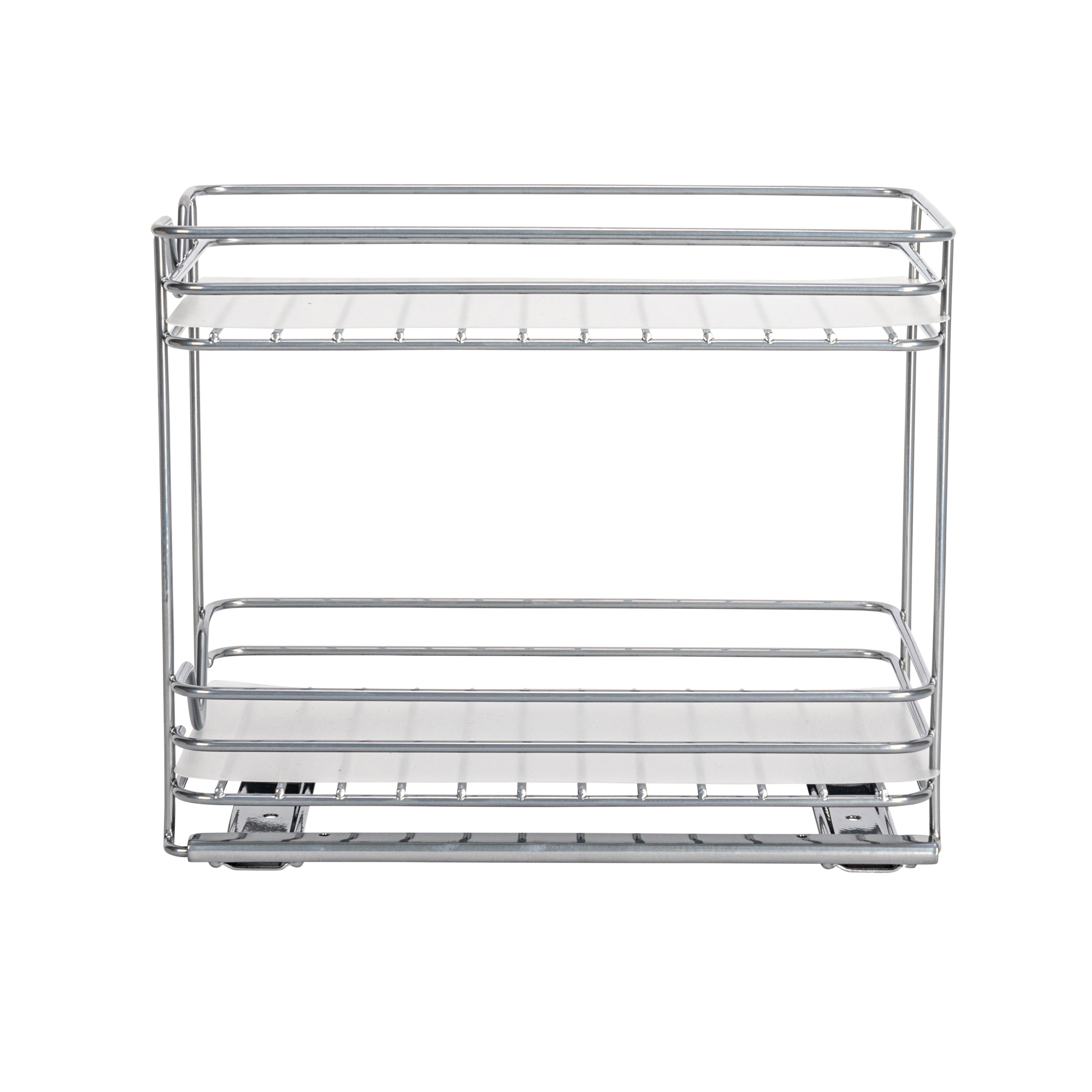 Household Essentials 2 Tier Brushed Nickel Spice Rack Organizer Sliding Pantry Organizer