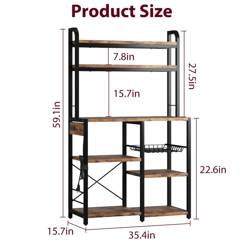 Kitchen Buffet Table with Large Storage with Power Outlet