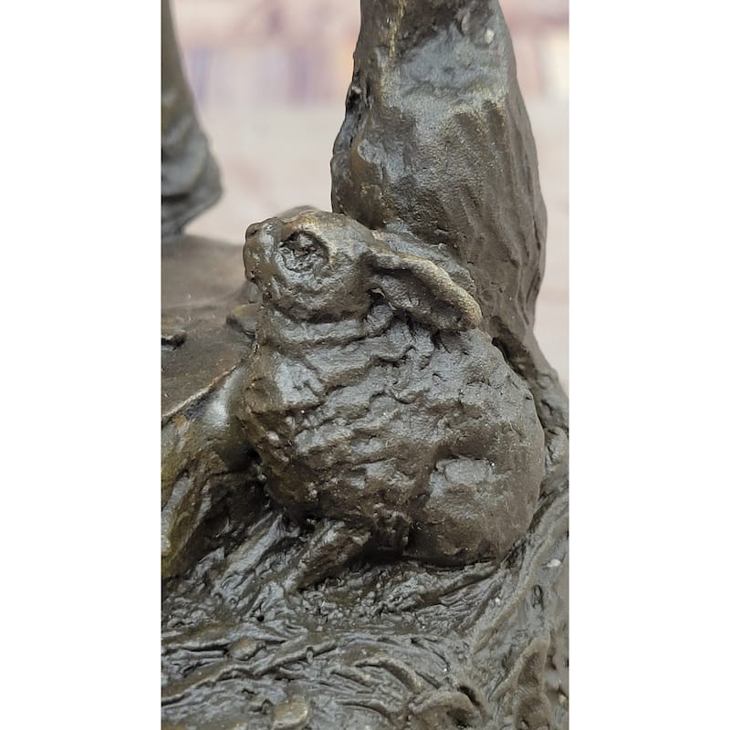 Native American Indian Shaman Holding Deer And Turkey Bronze Sculpture Statue