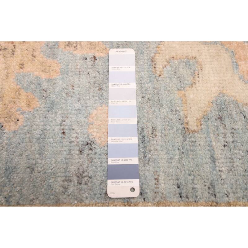 ECARPETGALLERY Hand-knotted Modern Oushak Light Denim Blue Wool Rug - 10'1 x 13'10