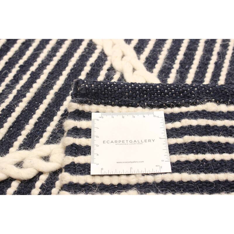 ECARPETGALLERY Braid weave Sienna Dark Navy Wool Rug - 4'8 x 8'0