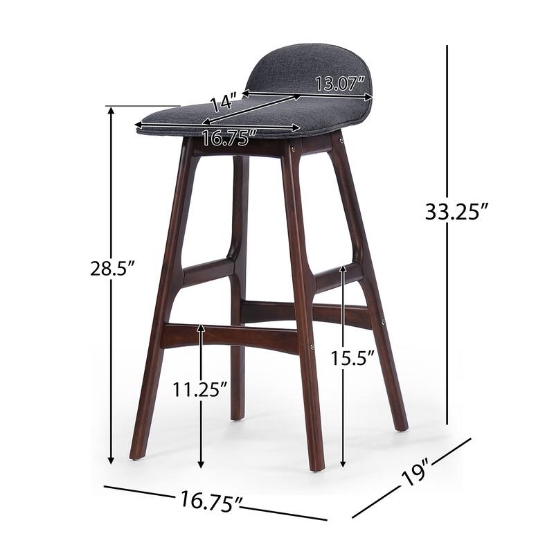 28.5" Mid-Century Modern Upholstered Low Back Barstools