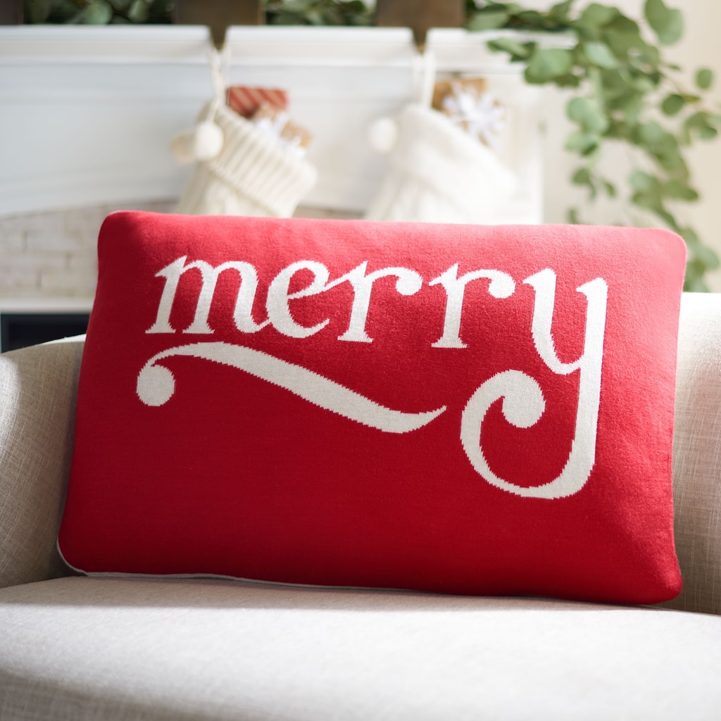 SAFAVIEH Be Merry 16 x 24-inch Rectangle Decorative Accent Throw Pillow