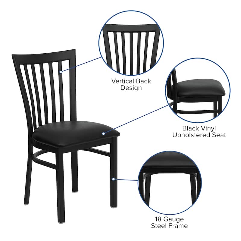 School House Back Metal Restaurant Chair - 17.25"W x 18.75"D x 34.75"H - 17.25"W x 18.75"D x 34.75"H