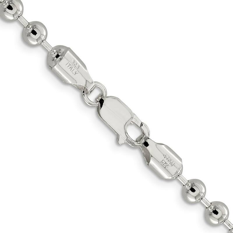 Curata 925 Sterling Silver 5mm Spaced Bead Chain Necklace