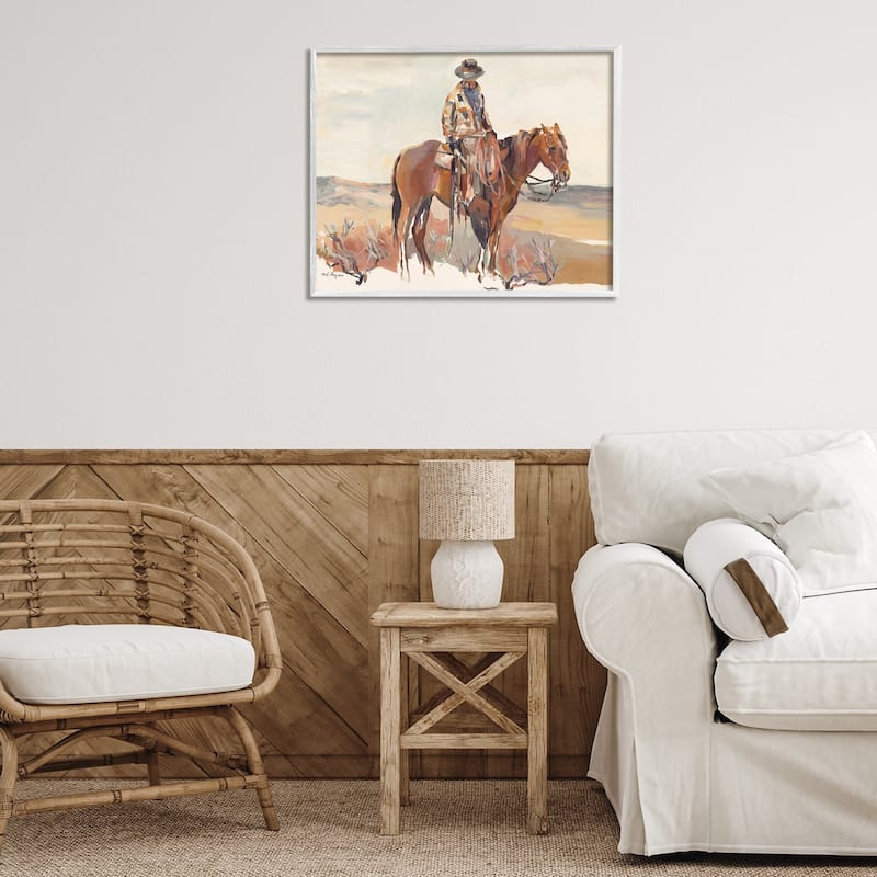 Stupell Cowboy Fields And Farm Western Painting Framed Wall Art