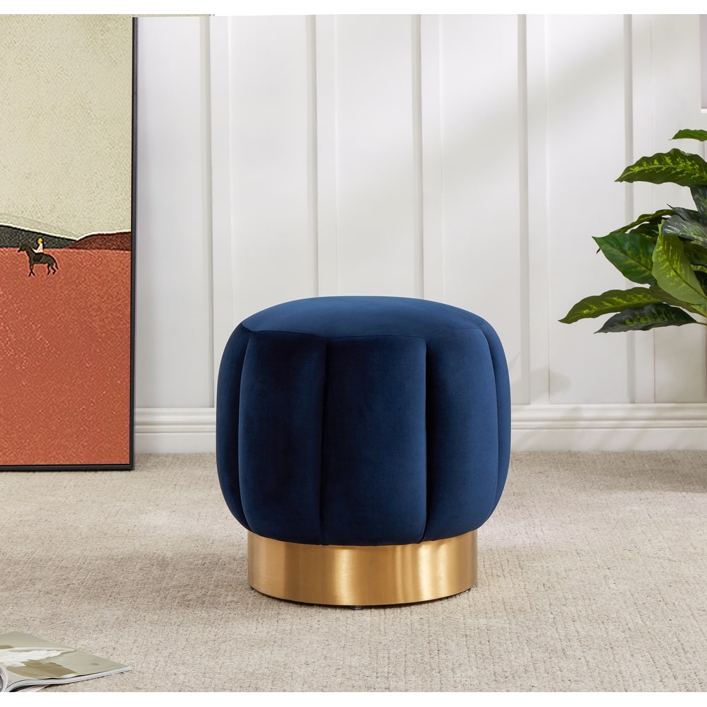 SAFAVIEH Couture Altje Channel Tufted Ottoman - 18.9" W x 18.9" L x 18.5" H - 19Wx19Dx19H