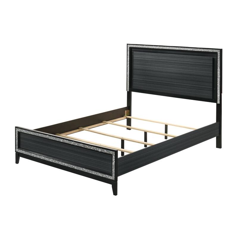 Queen Bed Frame - Suburban Style, Weathered Black Finish - Modern Bedroom Furniture