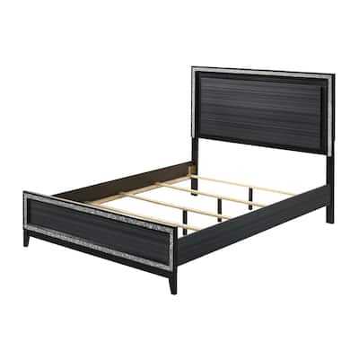 Queen Bed Frame - Suburban Style, Weathered Black Finish - Modern Bedroom Furniture