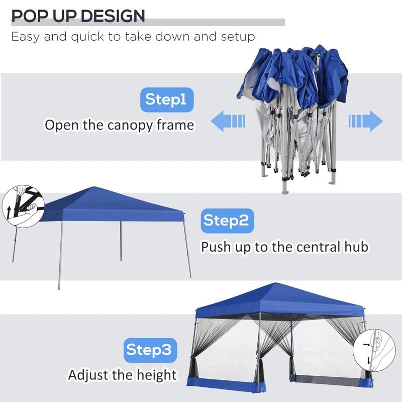 Slant Leg Pop Up Canopy Tent with Netting and Carry Bag, Sun Shelter