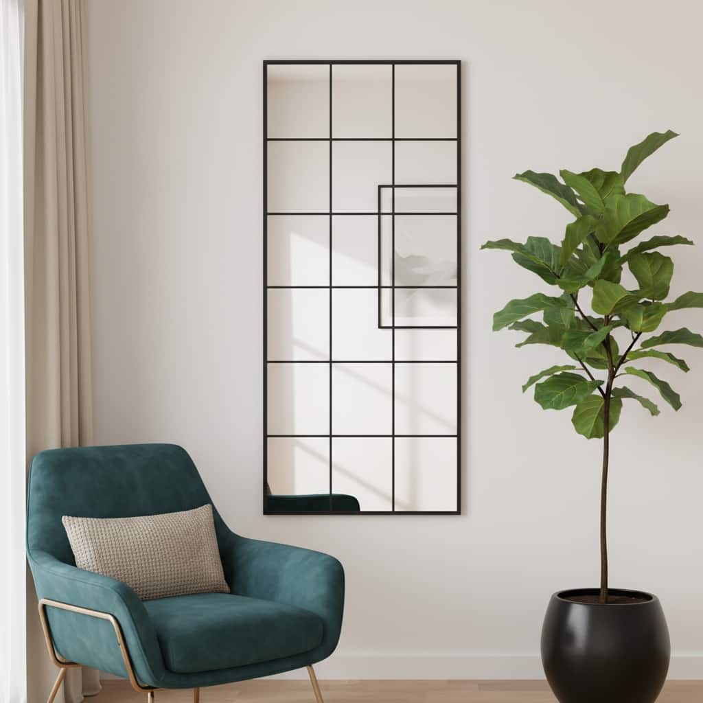 HomeRoots 69" Black Metal Framed Full Length Mirror - 29.87 in. x 69.17 in. x 1.06 in.