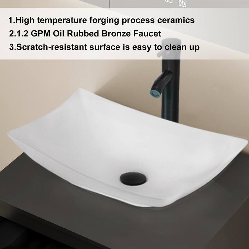 Modern Wall Mounted Bathroom Vanity Set with Vessel Sink & Faucet