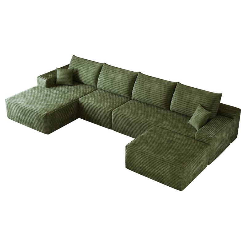Modular U-shaped Sectional Sofa Symmetrical Deep Seat Sectional Couch with Left Facing Chaise Lounge and Ottoman