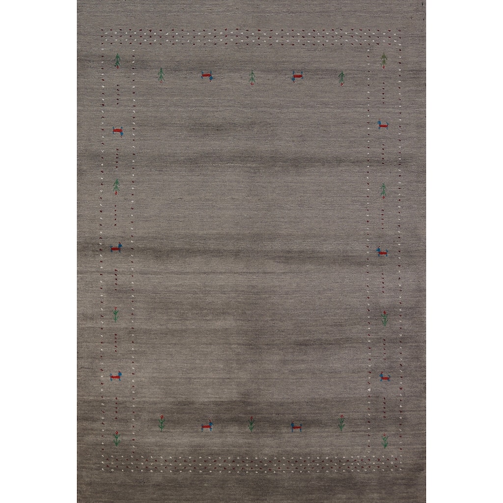 Tribal Gabbeh Oriental Area Rug Handmade Wool Carpet - 5'7" x 7'11"