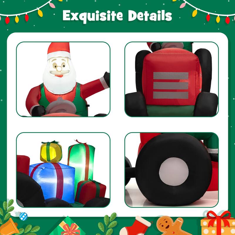 9 FT Christmas Inflatable Santa Claus on Truck with LED Lights